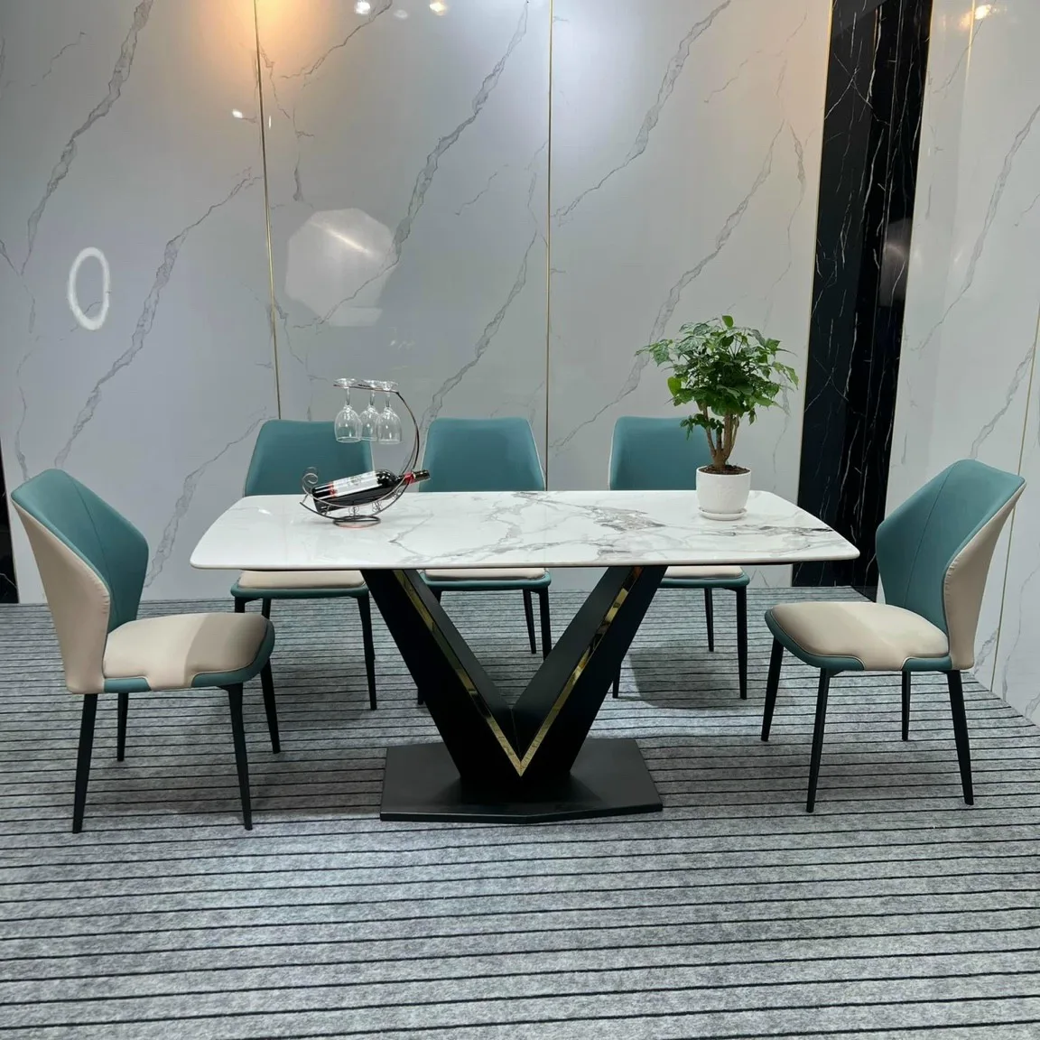 Ban An Mat Da Ceramic Dai 1m6 Chan Sat Chu V Ma Tinh Dien 2