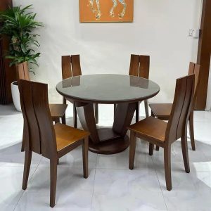 Bộ bàn ăn gỗ sồi thiết kế bàn tròn - 6 Ghế - BAG23 - Hình 1