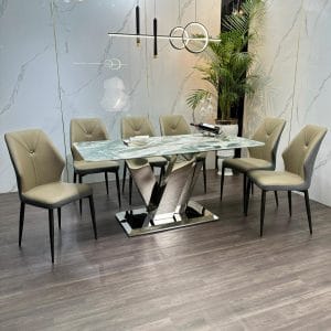 Bo Ban An Mat Da Cao Cap 6 Ghe Chan Ban Lv Inox Bad079