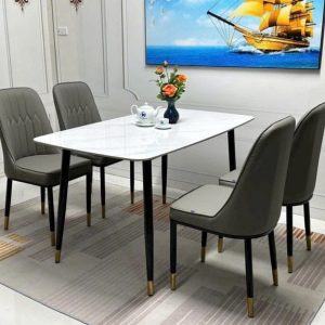 Bộ bàn ăn mặt đá ceramic cứng cáp loại 1 cao cấp - 4 Ghế - BAD090 - Hình 1