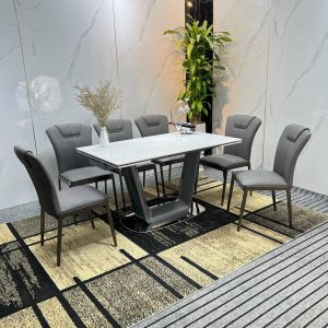 Bộ bàn ăn mặt đá thông minh chân U - 6 Ghế - BATM045 - hình 2