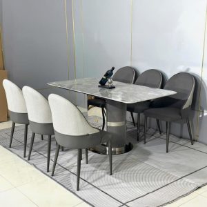 Bộ Bàn Ăn mặt đá chân trụ tròn - 6 Ghế - BAD072 - hình 2