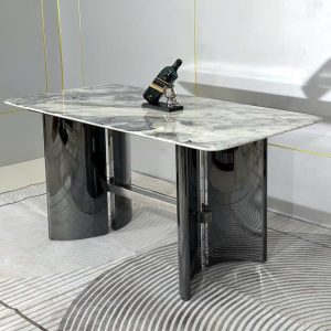Bộ bàn mặt đá chân trụ cong - 6 Ghế - BAD074 - hình 2