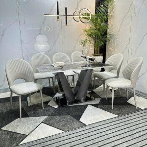 Bộ Bàn Ăn mặt đá chân inox hiện đại - 6 ghế - BAD23 - BAD069 - Hình 1