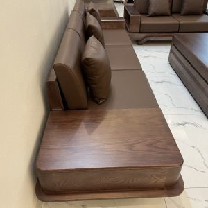 Sofa gỗ sồi phun màu óc chó, chân thuyền - SFG17 - hình 3