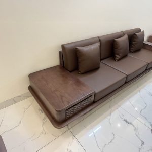 Sofa gỗ sồi phun màu óc chó, chân thuyền - SFG17