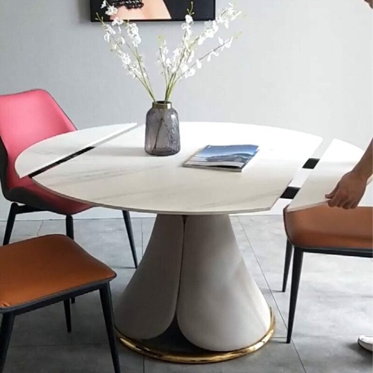 Bộ bàn ăn mặt đá tròn xoay cao cấp – 6 ghế – BAD068 Bộ bàn ăn mặt đá tròn xoay cao cấp – 6 ghế – BAD068