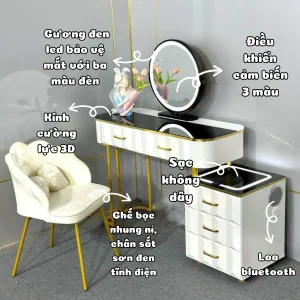 Ban Trang Diem Nhap Khau Mat Kinh Cao Cap Ket Hop Den Led Loa Bluetooth Btd13