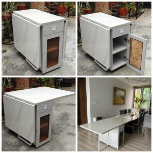 Bộ bàn ăn thông minh gấp gọn mặt đá - 4 Ghế - BATM003 - BATM043 - Hình 2