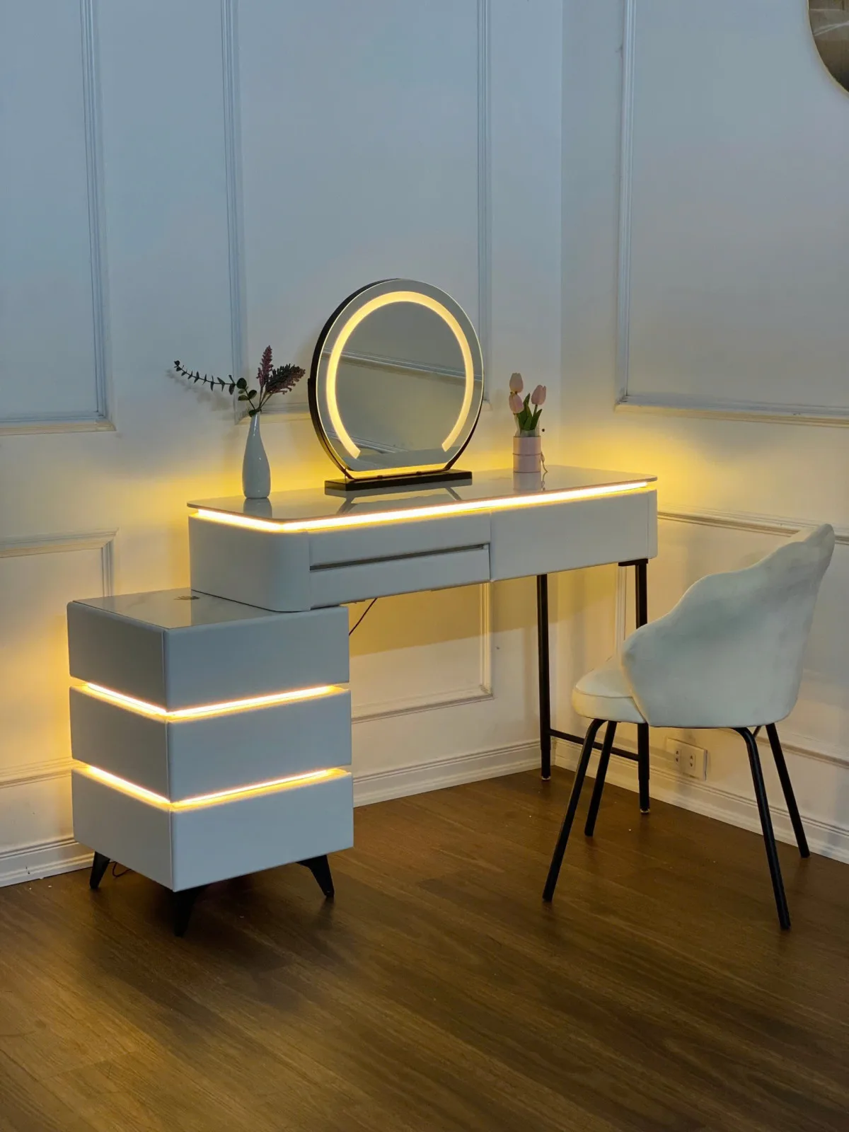 Ban Trang Diem Thong Minh Co Den Led Du Bo Guong Ghe Noi That Ha Dong