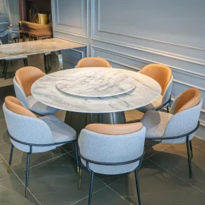 Bo Ban An Mat Da Cam Thach Tron Xoay Ghe Boc Vai Cao Cap Bad097 2