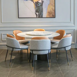 Bo Ban An Mat Da Cam Thach Tron Xoay Ghe Boc Vai Cao Cap Bad097