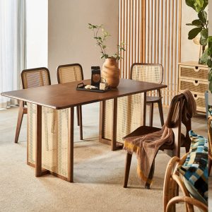 Bộ bàn ăn 4 ghế, gỗ sồi thiết kế Rustic nhỏ gọn, hiện đại nhập khẩu - BAG250